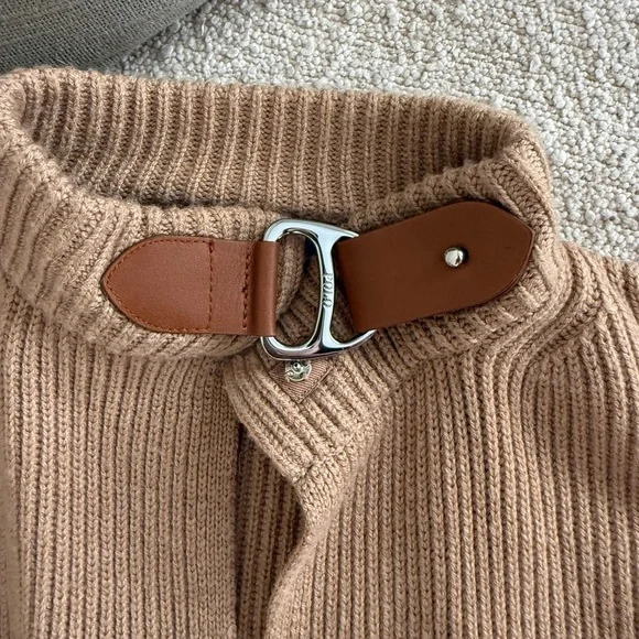 Polo Ralph Lauren Wool Cape Sweater with Leather Buckle🤍